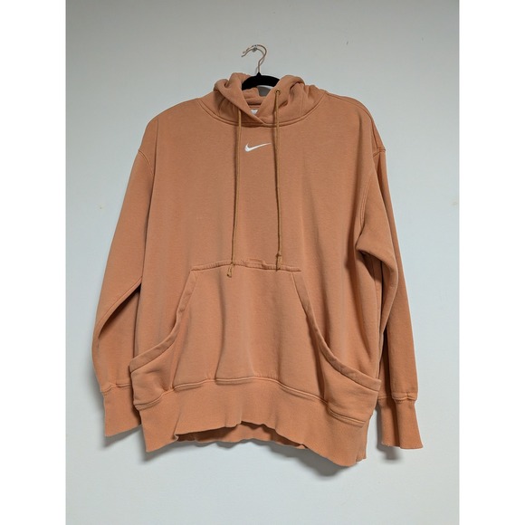 Nike Tops - Nike Sportswear Essential Hoodie Peach Orange Embroidered Swoosh Womens Small